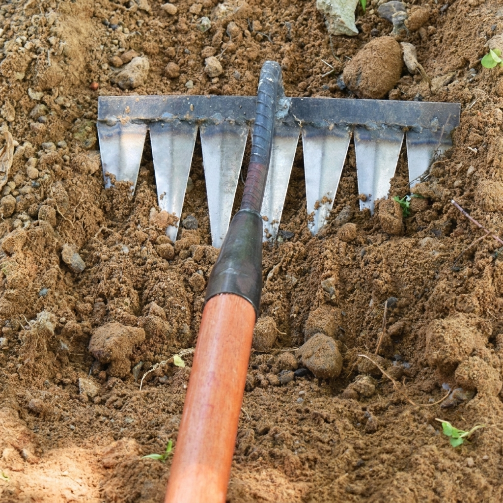 Praktisk havetool med 7‑tands rive