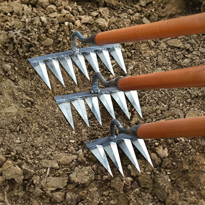 Praktisk havetool med 7‑tands rive