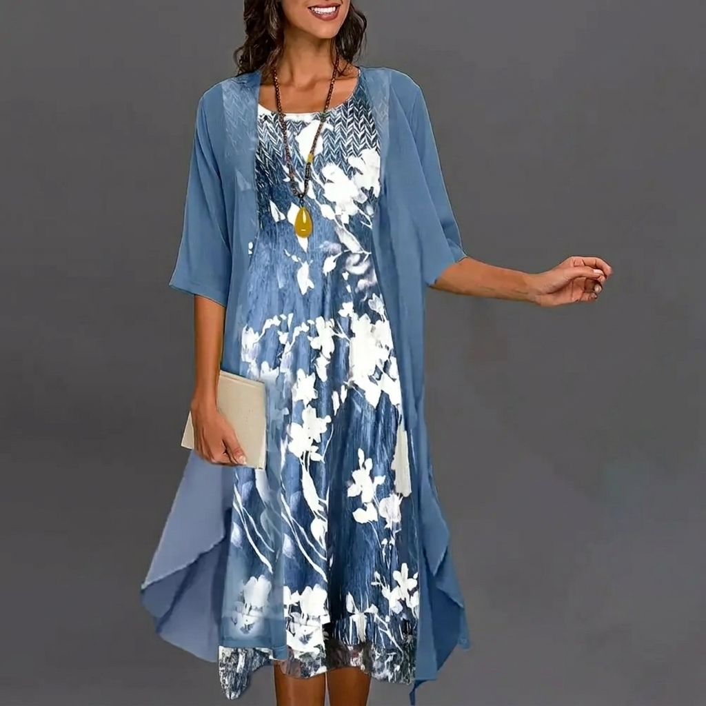 Elegant Blomstret A‑linje Kjole