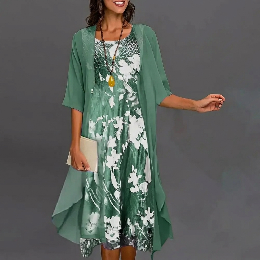 Elegant Blomstret A‑linje Kjole