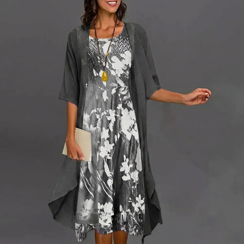 Elegant Blomstret A‑linje Kjole