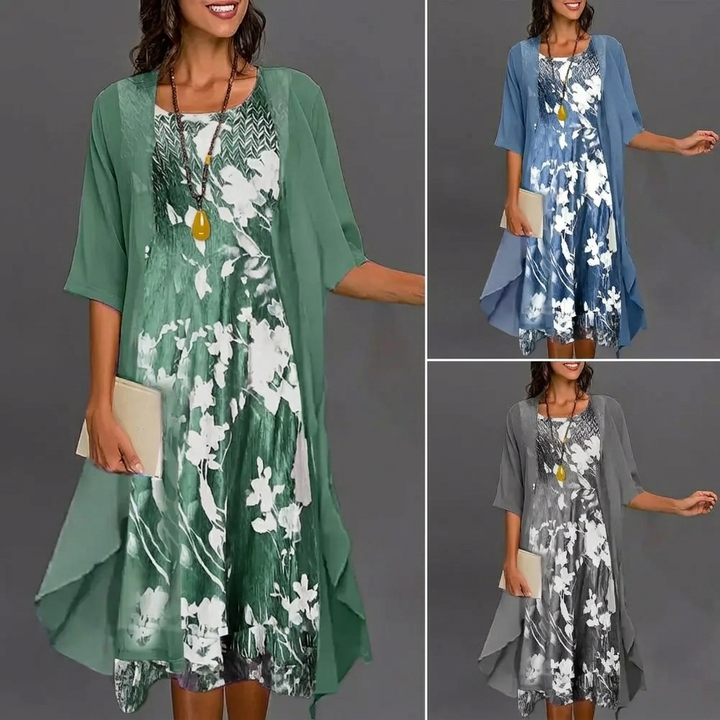 Elegant Blomstret A‑linje Kjole
