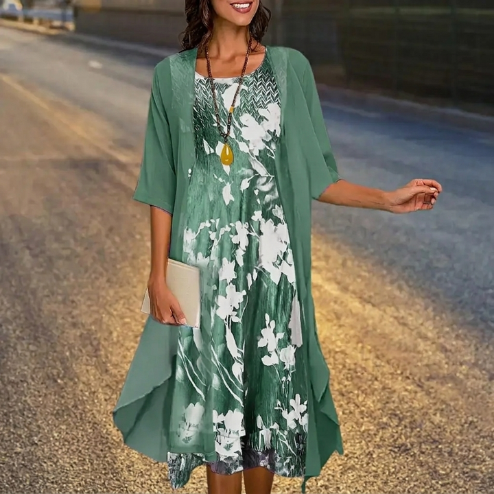Elegant Blomstret A‑linje Kjole