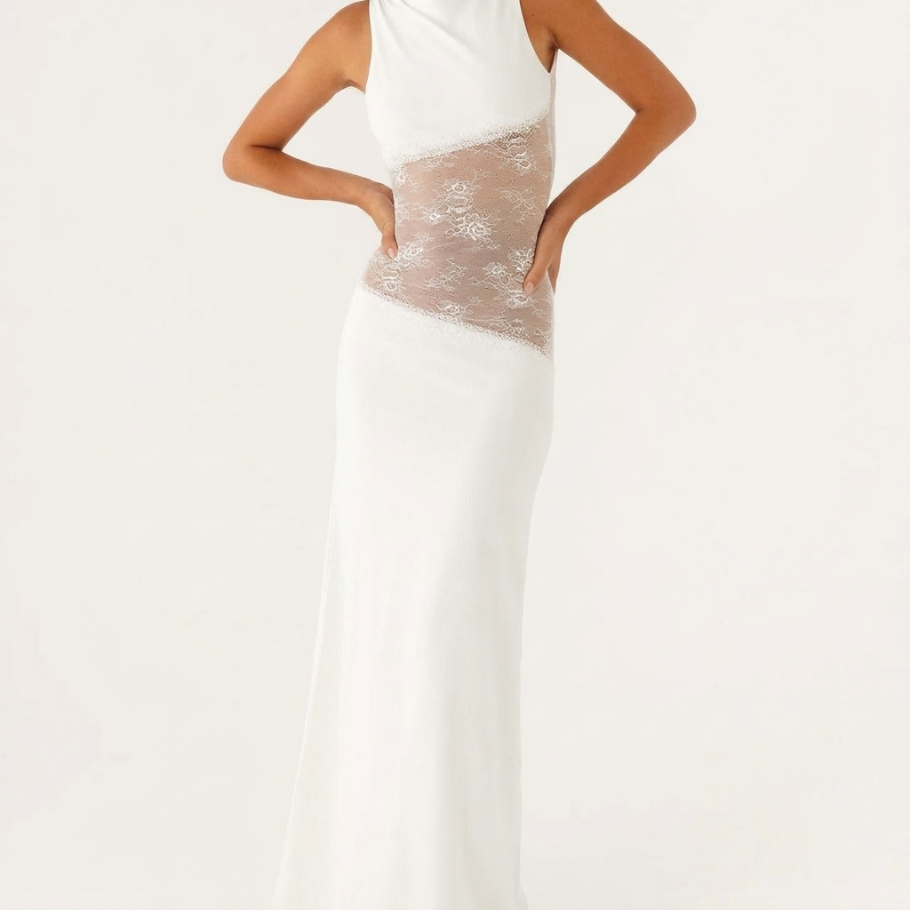 Lysegul Blondekjole – Elegant Lang Stil til Kvinder