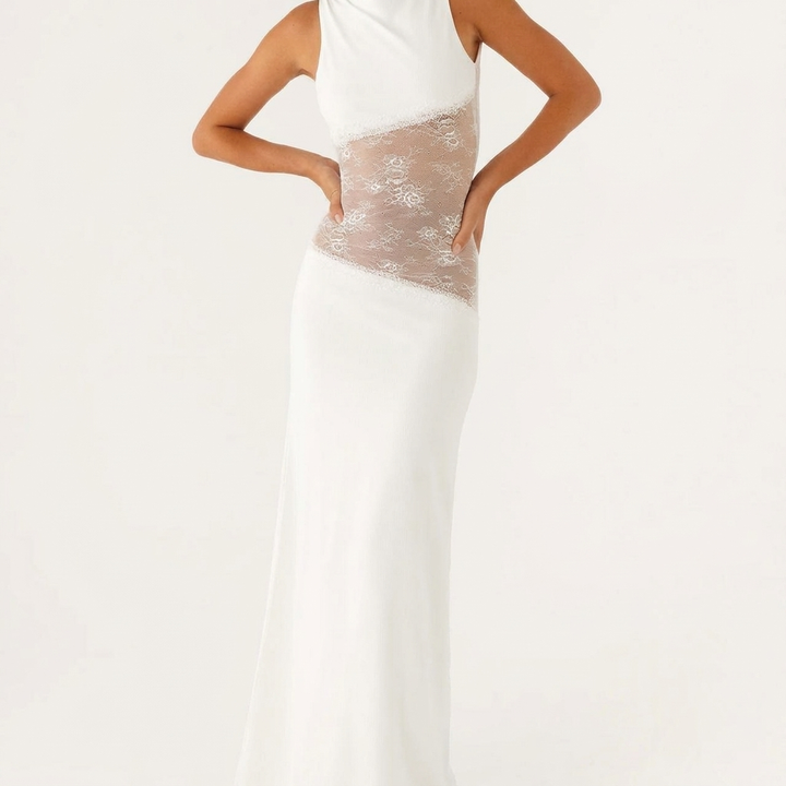 Lysegul Blondekjole – Elegant Lang Stil til Kvinder