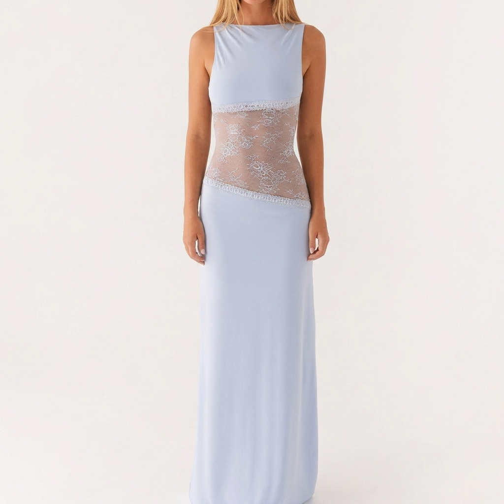 Lysegul Blondekjole – Elegant Lang Stil til Kvinder