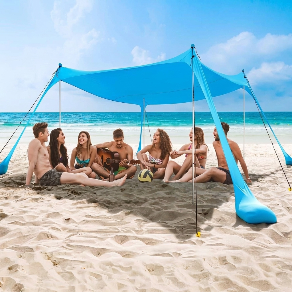 Stort Solskyggetelt til Strand med UV-Beskyttelse