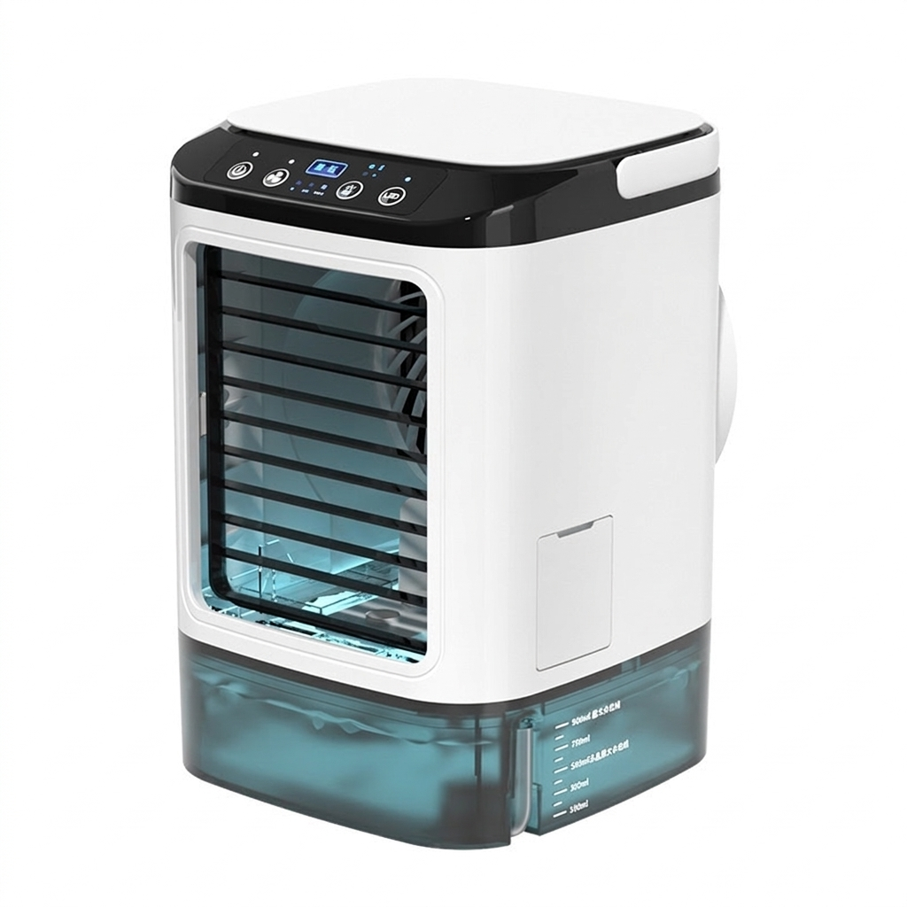 Desktop Mini Air Cooler med Vandtåge og Justerbar Køling