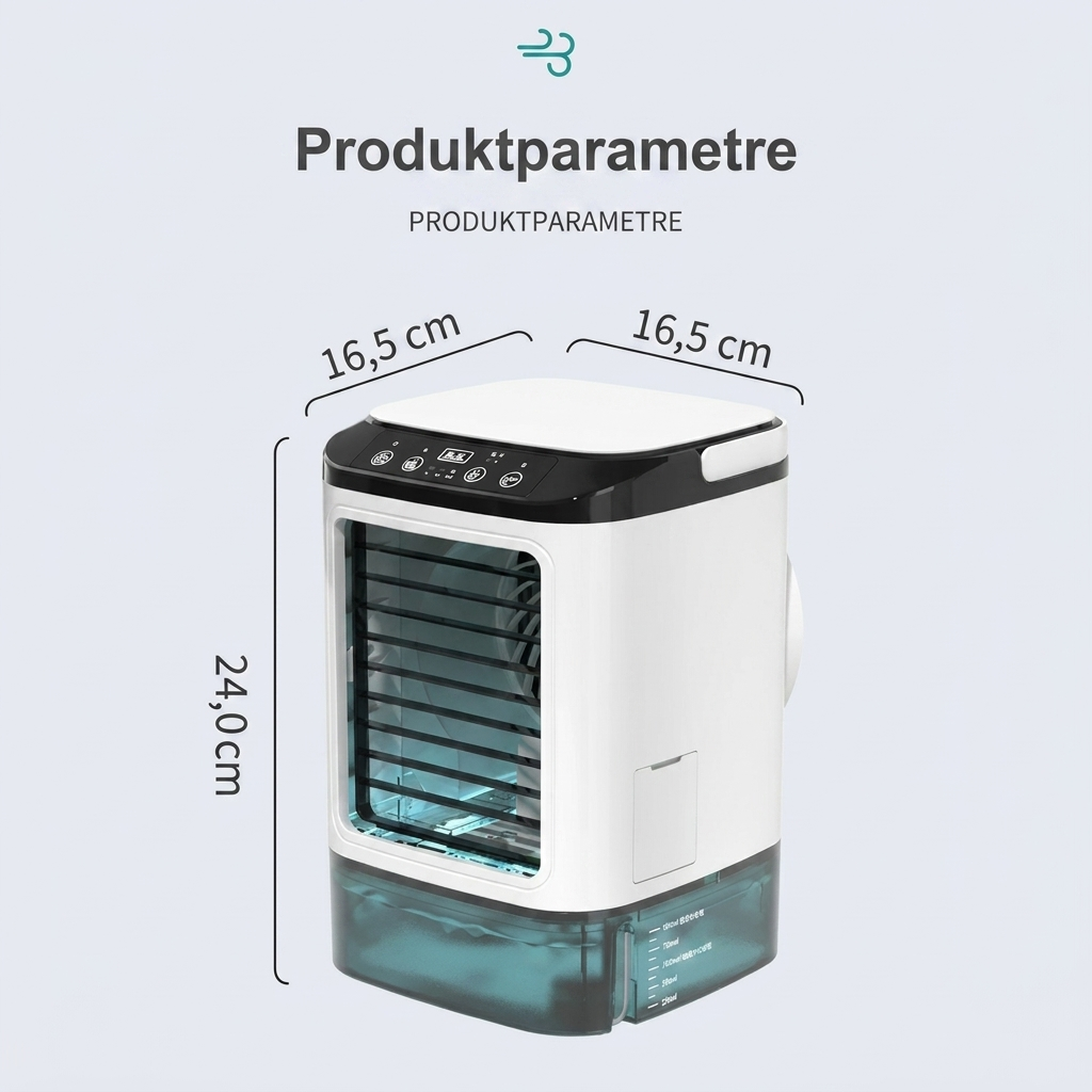 Desktop Mini Air Cooler med Vandtåge og Justerbar Køling