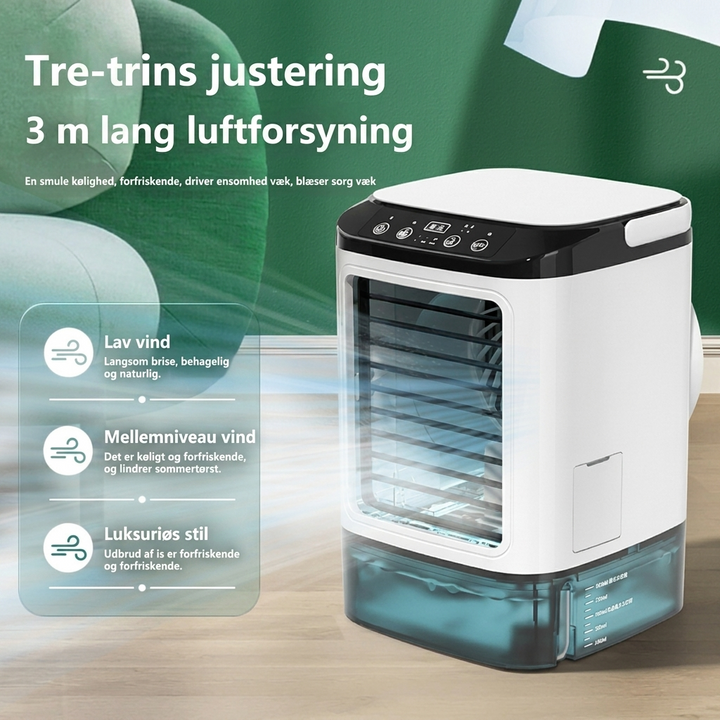 Desktop Mini Air Cooler med Vandtåge og Justerbar Køling