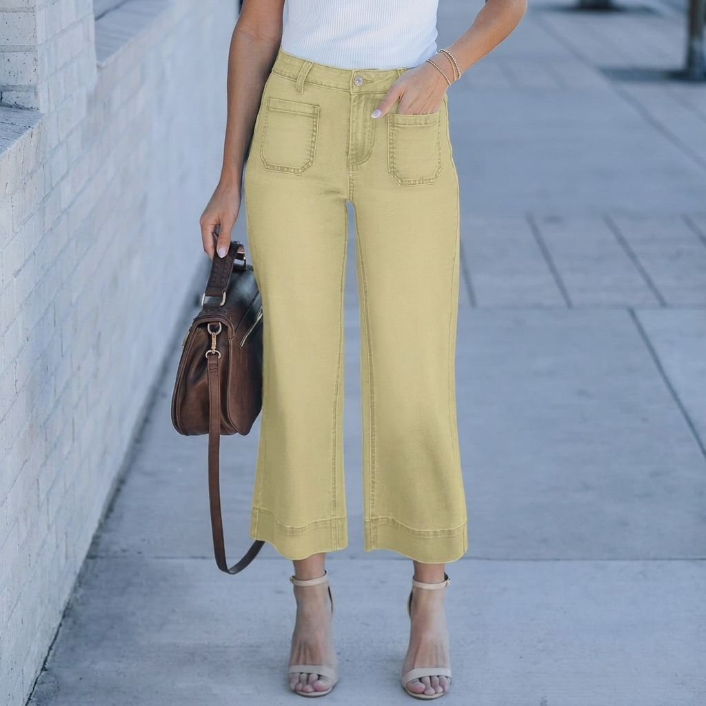 Casual Chic Høj Talje Straight Bred Ben Jeans
