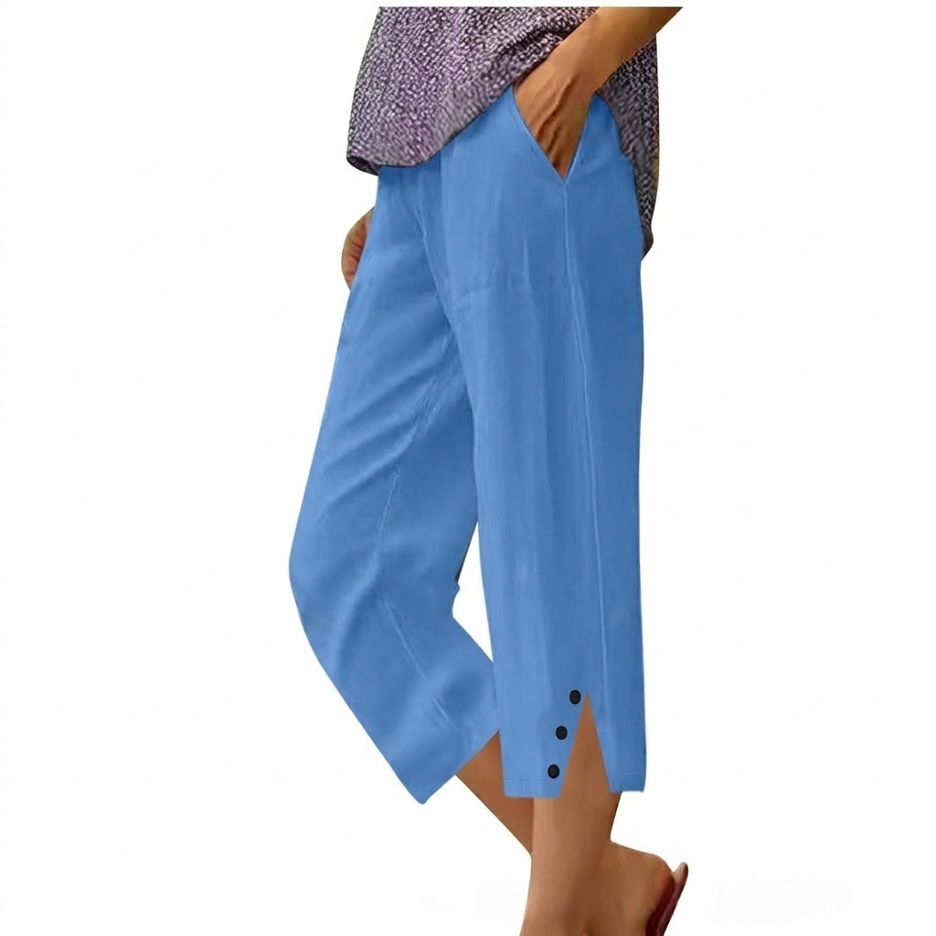 Højtaljede kvinders loose fit casual bukser med lommer