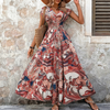 Blomstret maxikjole til kvinder i resort-stil