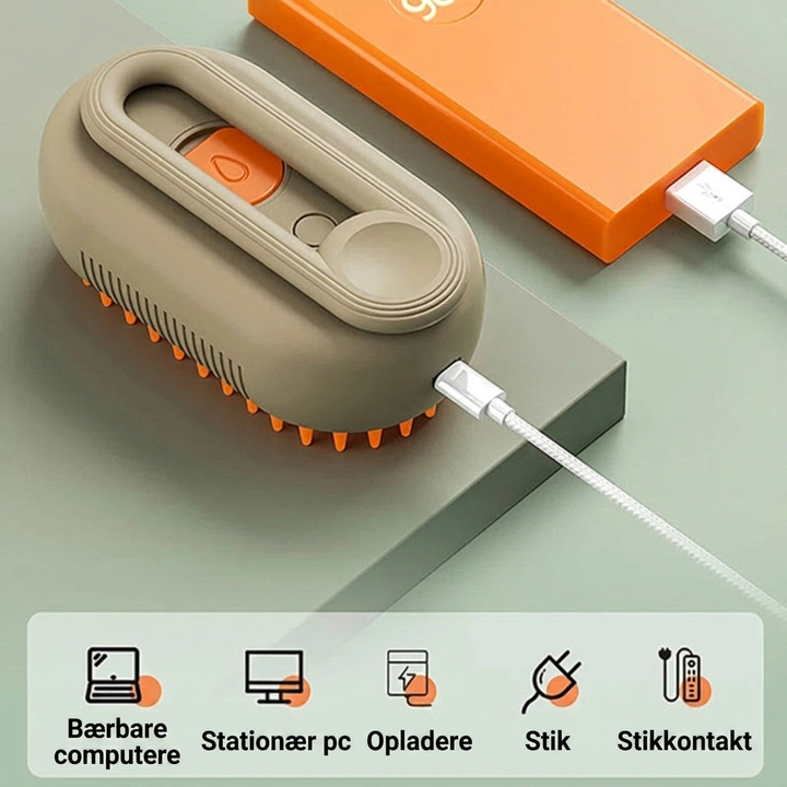 Elektrisk 3-i-1-dampbørste til kæledyr (katte og hunde)