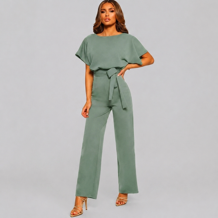 Kvinders Kort Ærme Lige Ben Jumpsuit