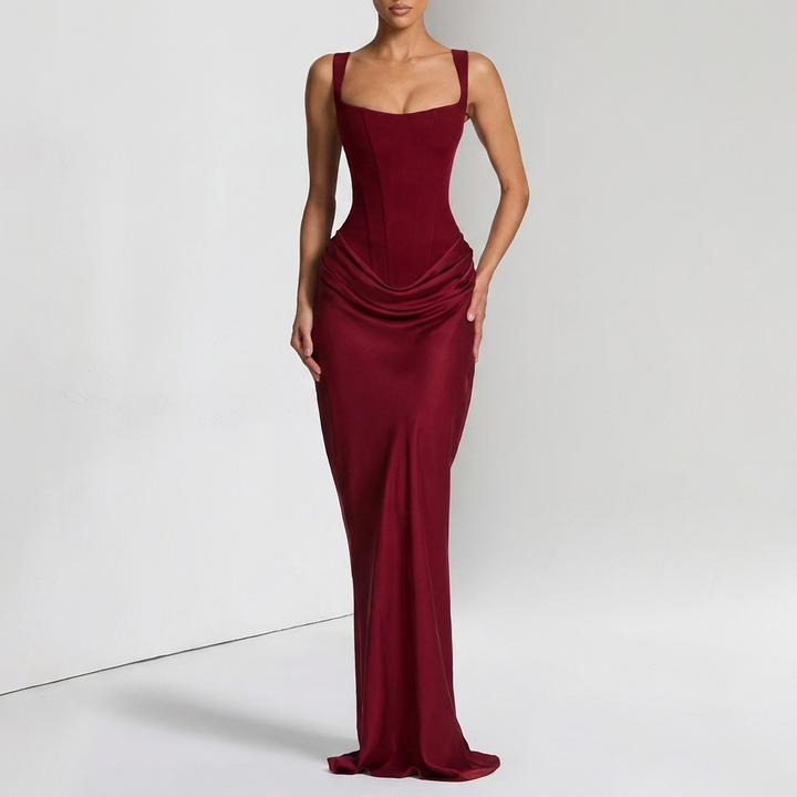 Elegant Ensfarvet slip-kjole med åben ryg til Kvinder