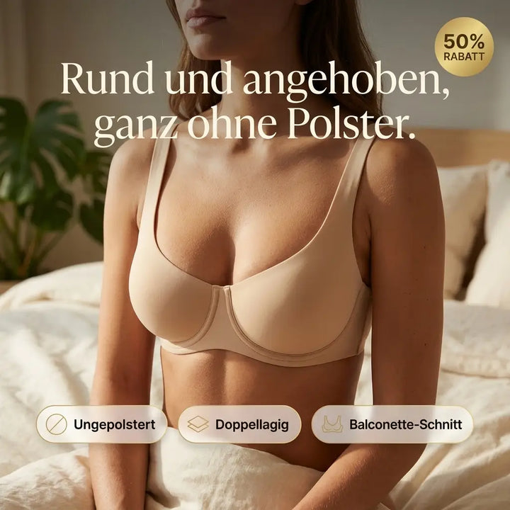 Sømløs balconette-bh med dobbeltlagede kopper, løfter og former uden polstring