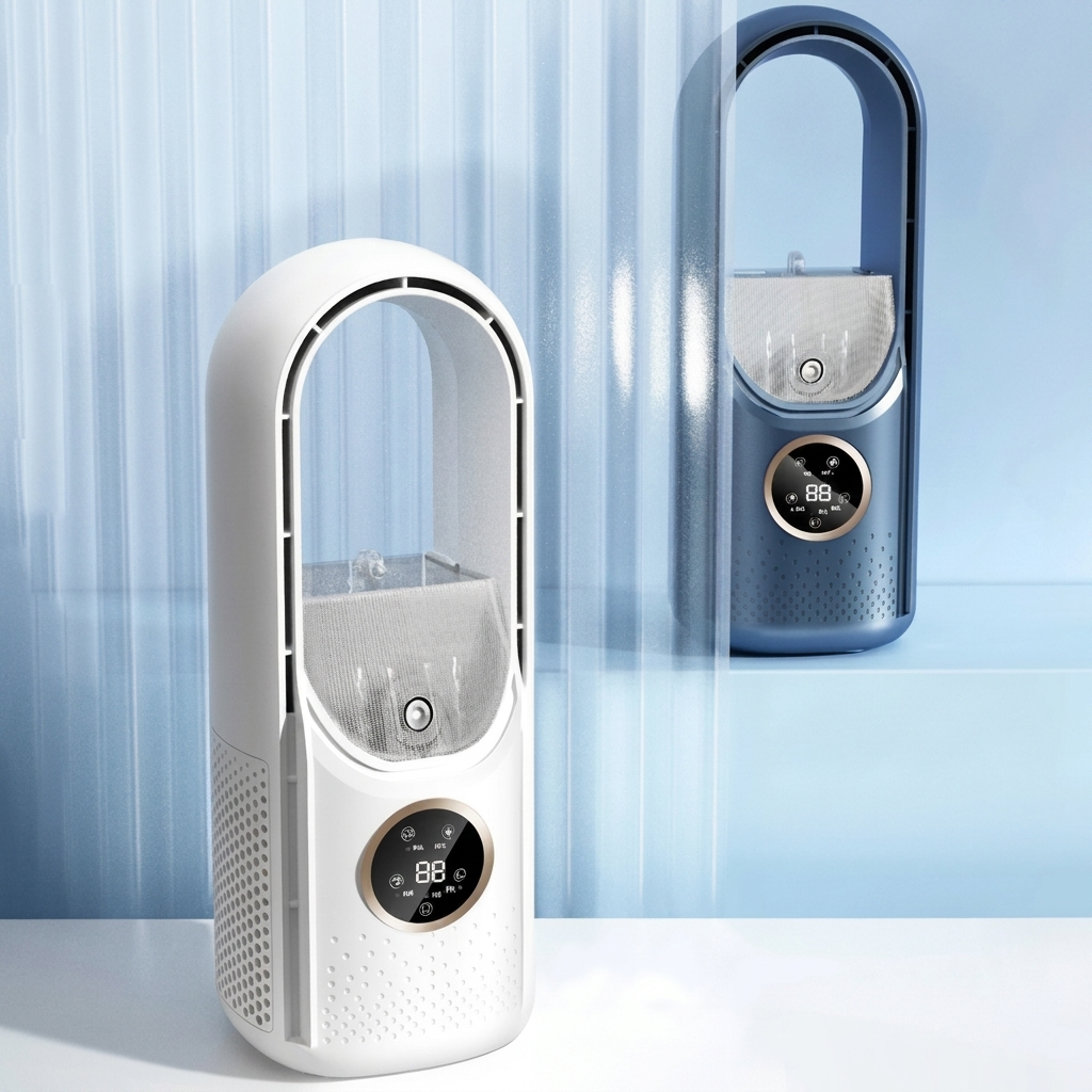 Bærbar USB Luftkøler Vifte med Fugter og Timerfunktion