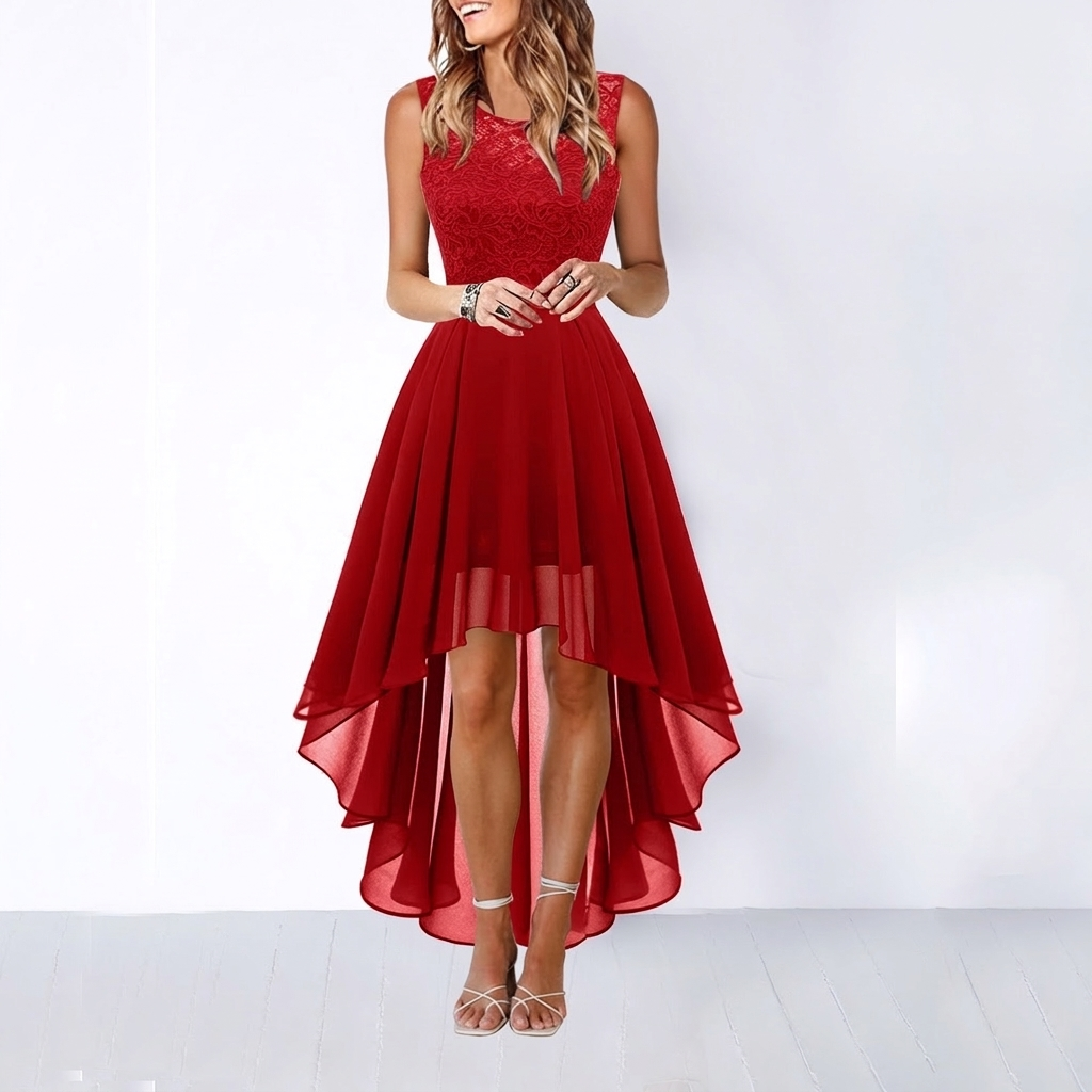 Kvinders Elegante syede stor kant Kjole