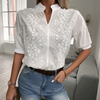Kvinders blomsterbroderi ståkrave bluse