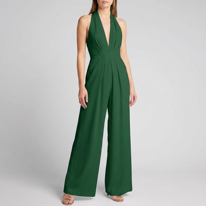 Kvinders Rygfri Halter Bred Ben Jumpsuit