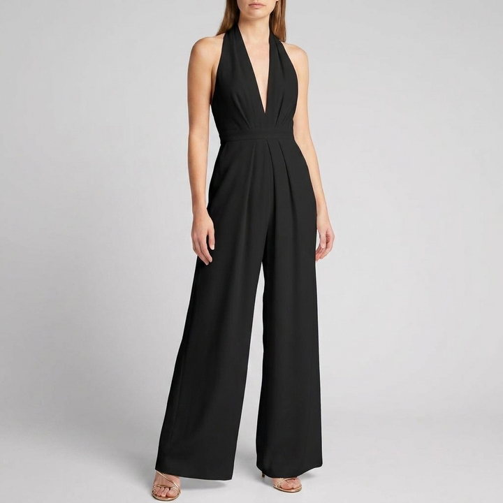 Kvinders Rygfri Halter Bred Ben Jumpsuit