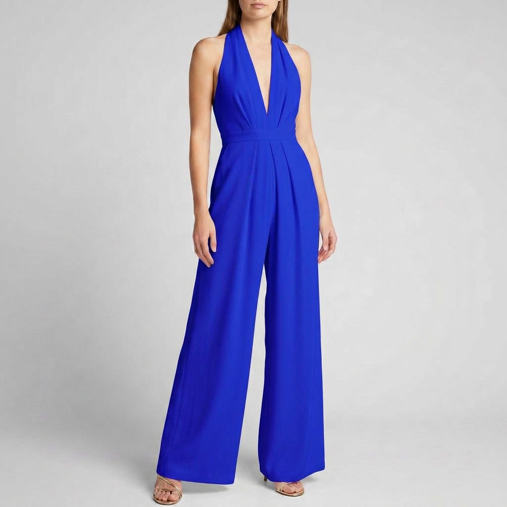 Kvinders Rygfri Halter Bred Ben Jumpsuit