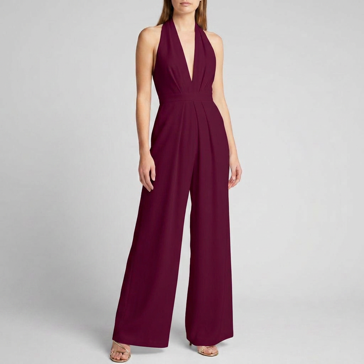 Kvinders Rygfri Halter Bred Ben Jumpsuit