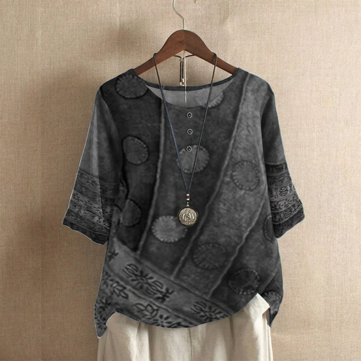 Kvinders Boho Vintage Digital Print 3/4 Ærme Top