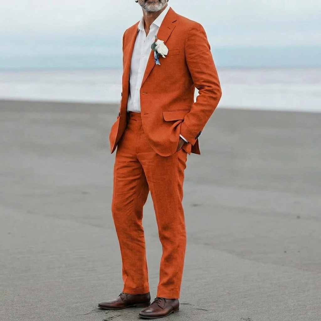 Mænds Casual Linned Blazer og Bukser Sæt