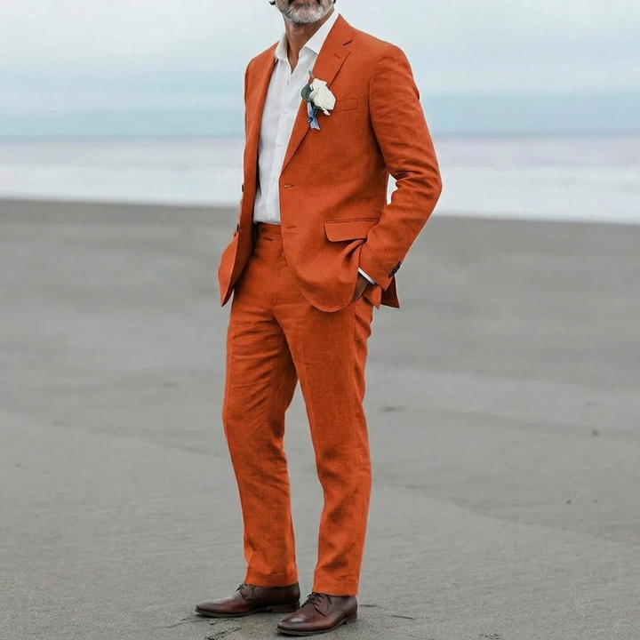 Mænds Casual Linned Blazer og Bukser Sæt