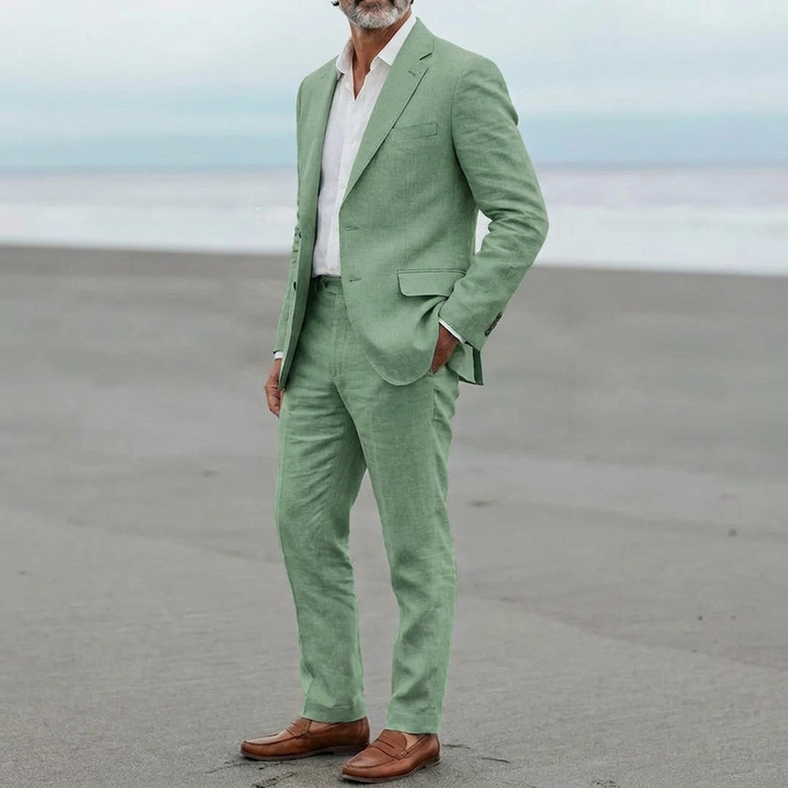 Mænds Casual Linned Blazer og Bukser Sæt