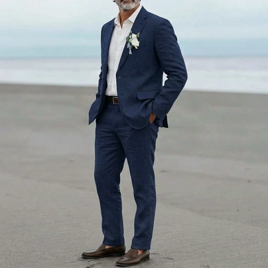 Mænds Casual Linned Blazer og Bukser Sæt