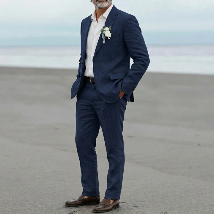 Mænds Casual Linned Blazer og Bukser Sæt