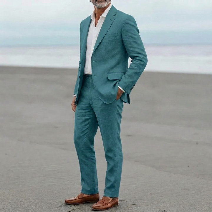 Mænds Casual Linned Blazer og Bukser Sæt