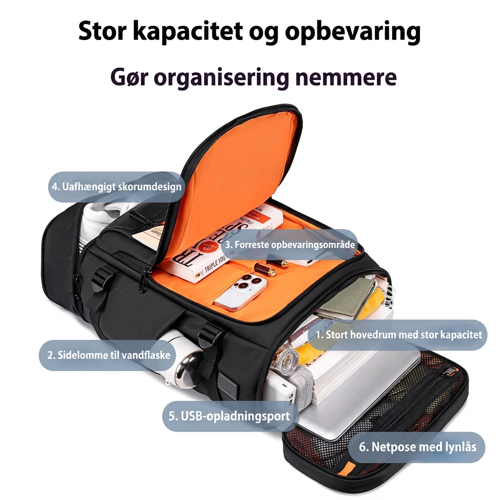 Multifunktionel Computertaske med stor Kapacitet