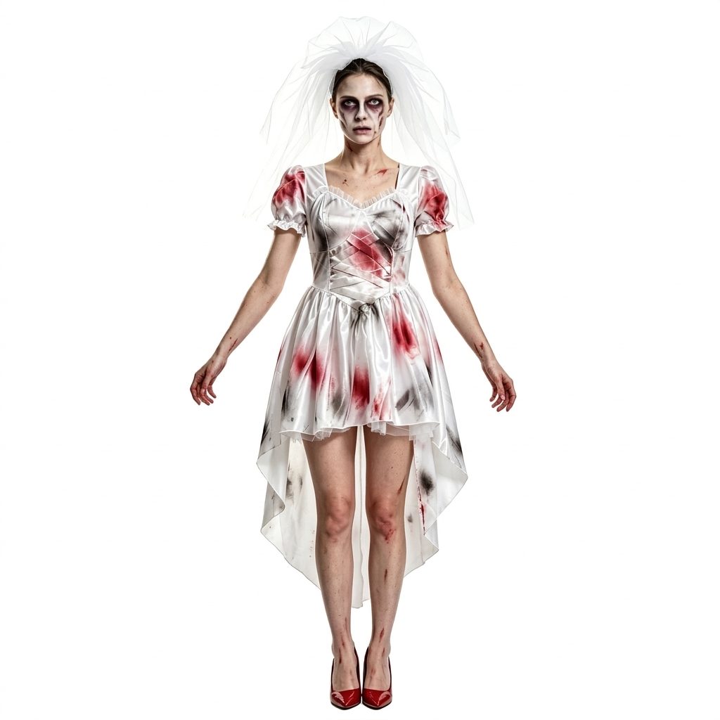 Spøgelsesbrude Halloween Kostumekjole