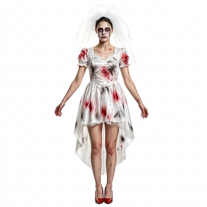 Spøgelsesbrude Halloween Kostumekjole