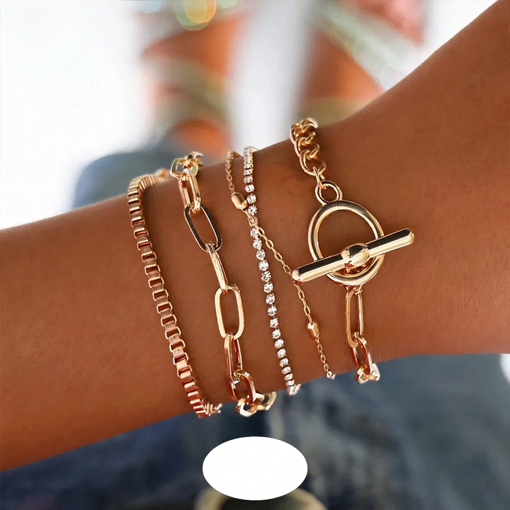 Geometrisk armbånd i guldfarvet design