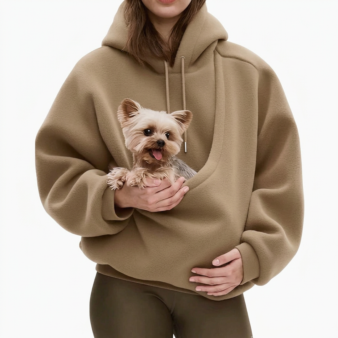 Kænguru-hoodie med indbygget pose til katte og hunde