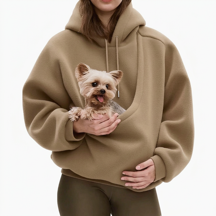 Kænguru-hoodie med indbygget pose til katte og hunde