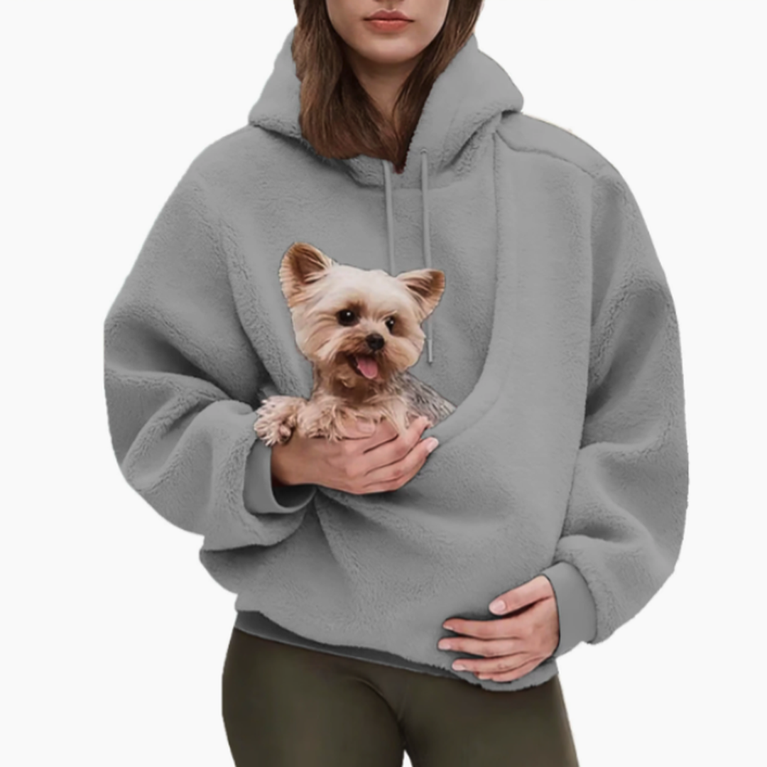 Kænguru-hoodie med indbygget pose til katte og hunde