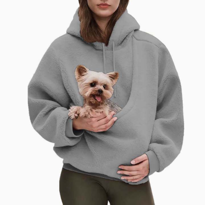 Kænguru-hoodie med indbygget pose til katte og hunde