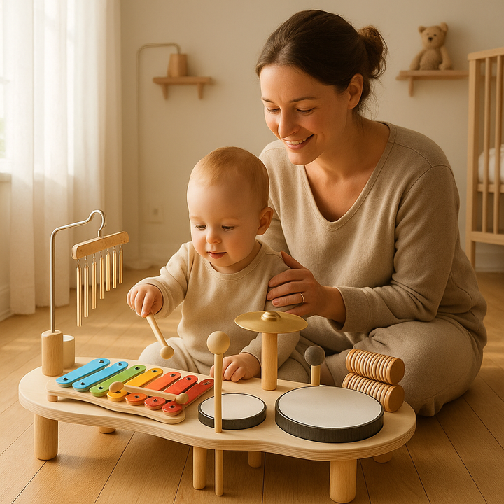 Musiksæt i træ til babyer - kreativitet og udvikling