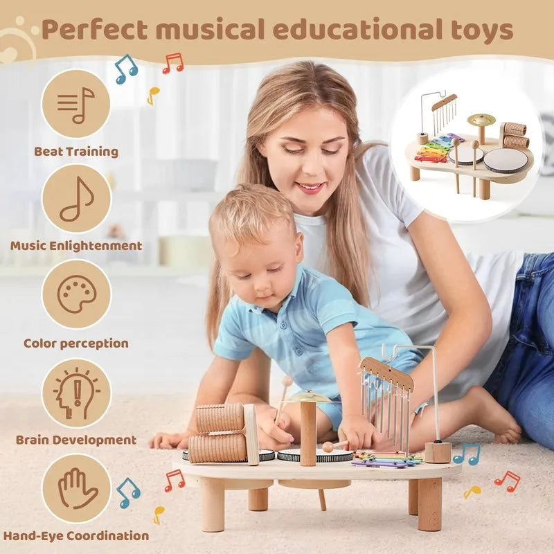Musiksæt i træ til babyer - kreativitet og udvikling