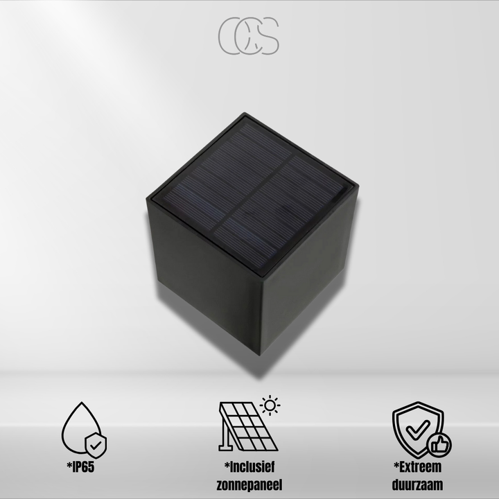 Luxe solcelle-LED-væglampe | Trådløs | IP65 | Udendørs | Sort