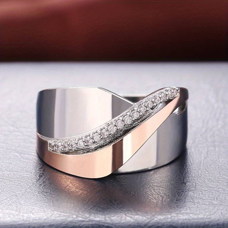 Vintage ring i roseguld og sølv med zirkonia