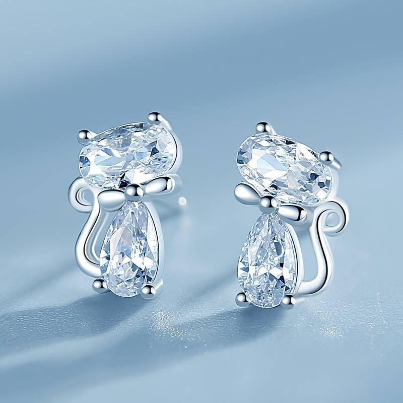 Vintage Zirconia Kat Øreringe