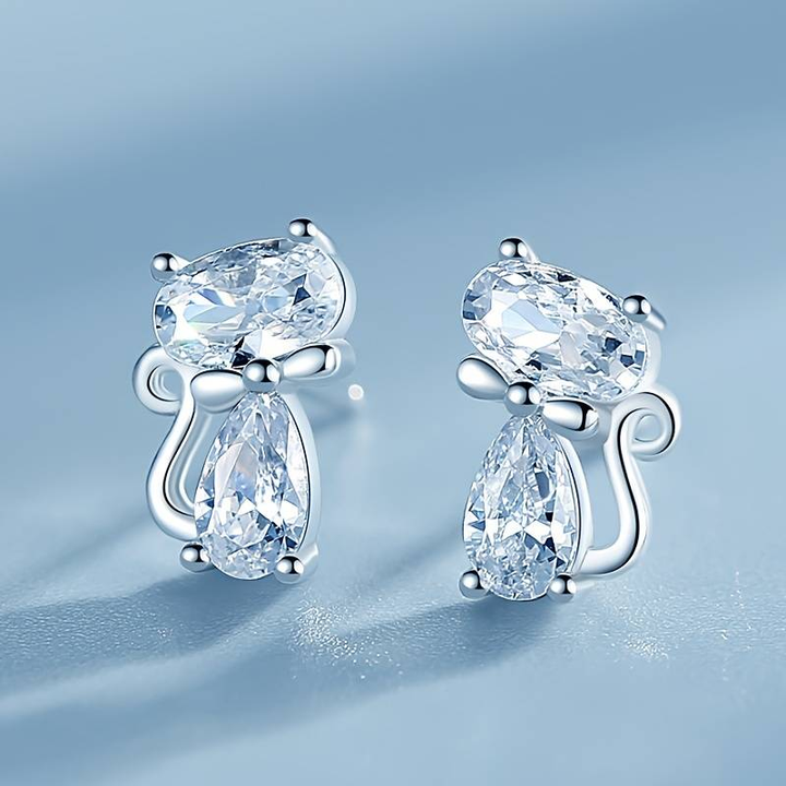 Vintage Zirconia Kat Øreringe