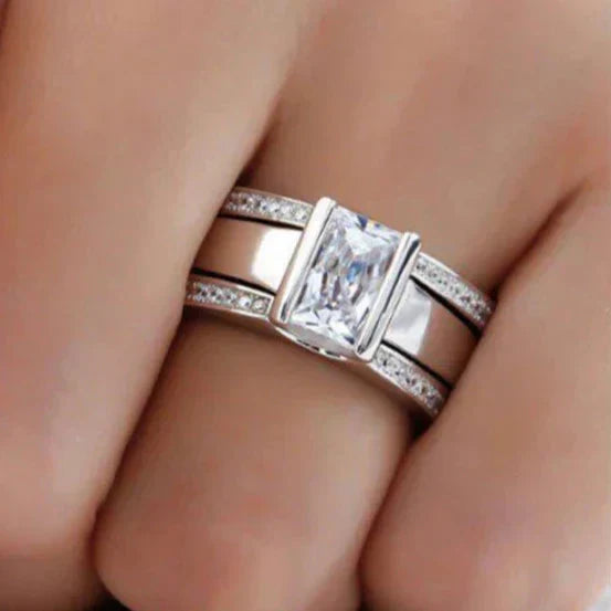 Vintage sølv krystalring